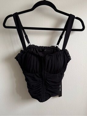 NWT Black Ruched Bustier Tank Top- Size M